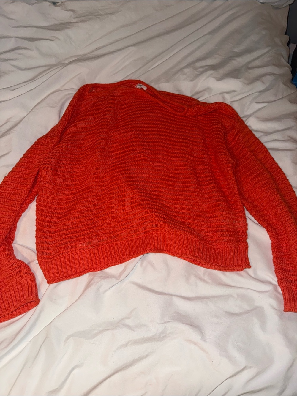 aerie Cropped Crewneck Sweater in Bright Orange